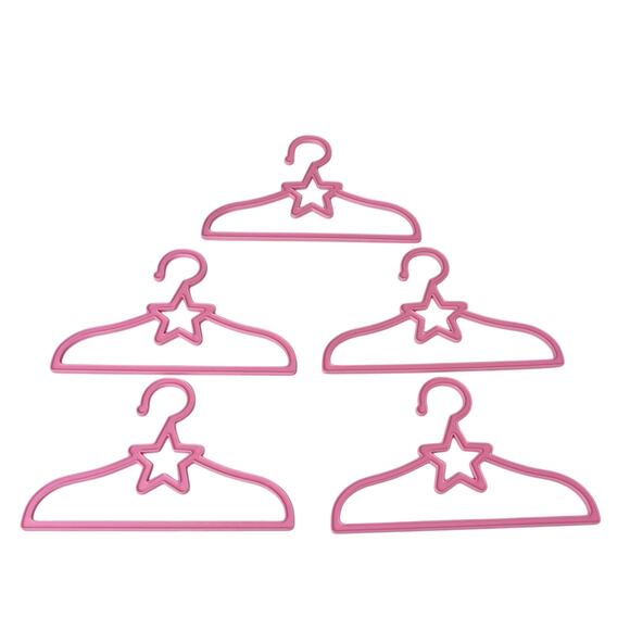 NEW Set 5 Doll Clothes HANGERS 6.5” Pink Star For 18” American Girl Dress Outfit - Picture 4 of 6